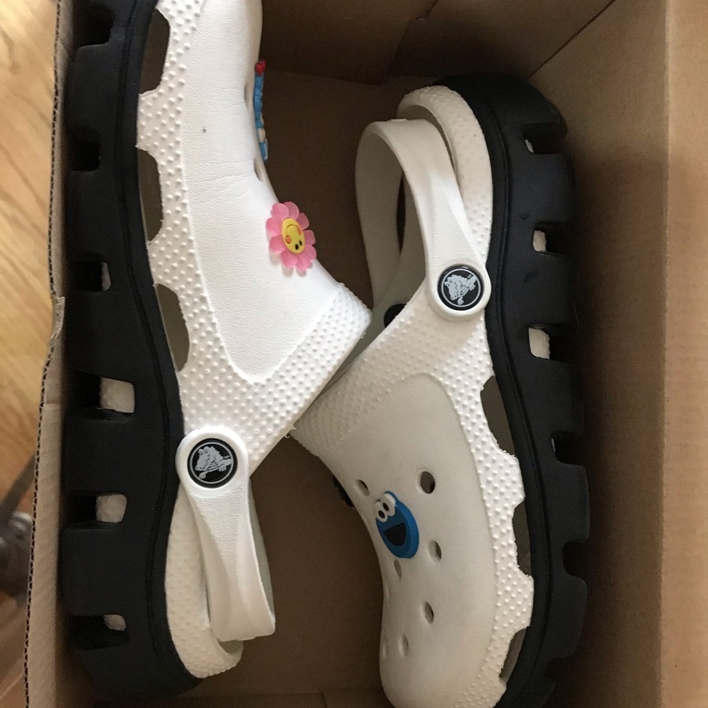 Crocs (white and black)